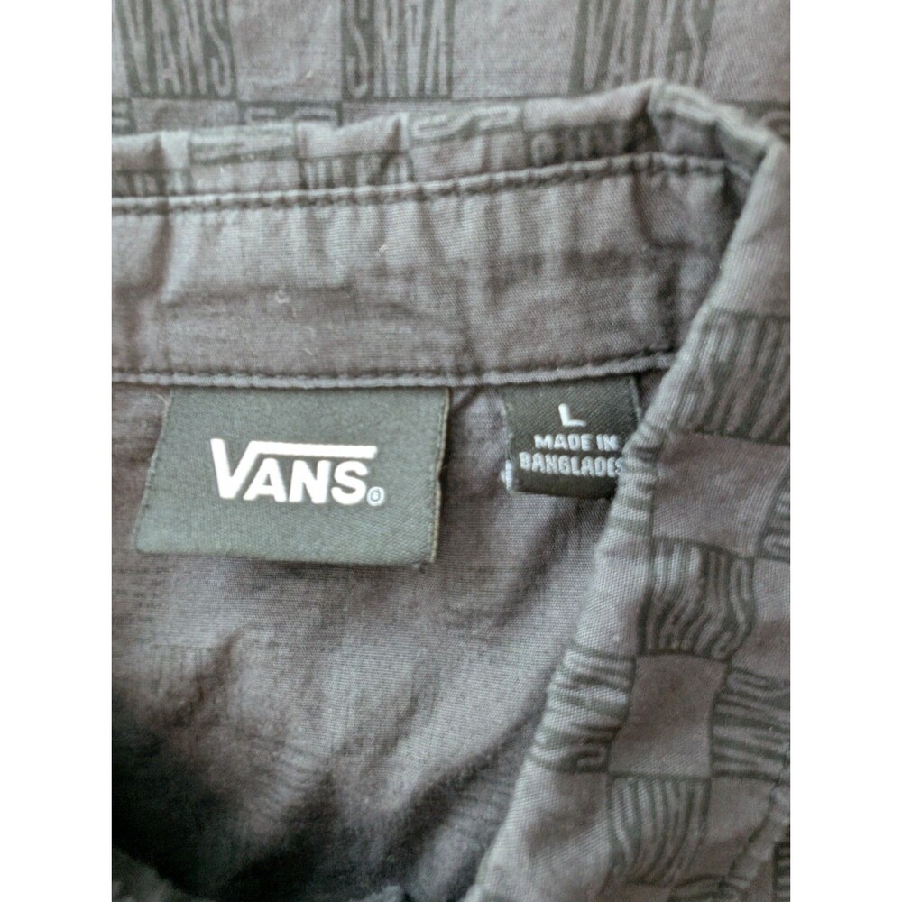 Vans Shirt Boys Size Large Gray Black Plaid Short Sleeve Button Up Pocket Skater - Picture 8 of 12
